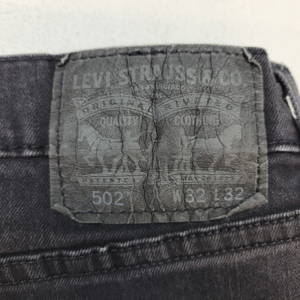Levi's 502 Regular Taper Jeans Mens 32x32 Black Denim Stretch Mid Rise
